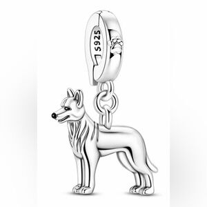 Silver German Shepard Dangle Dog Charm